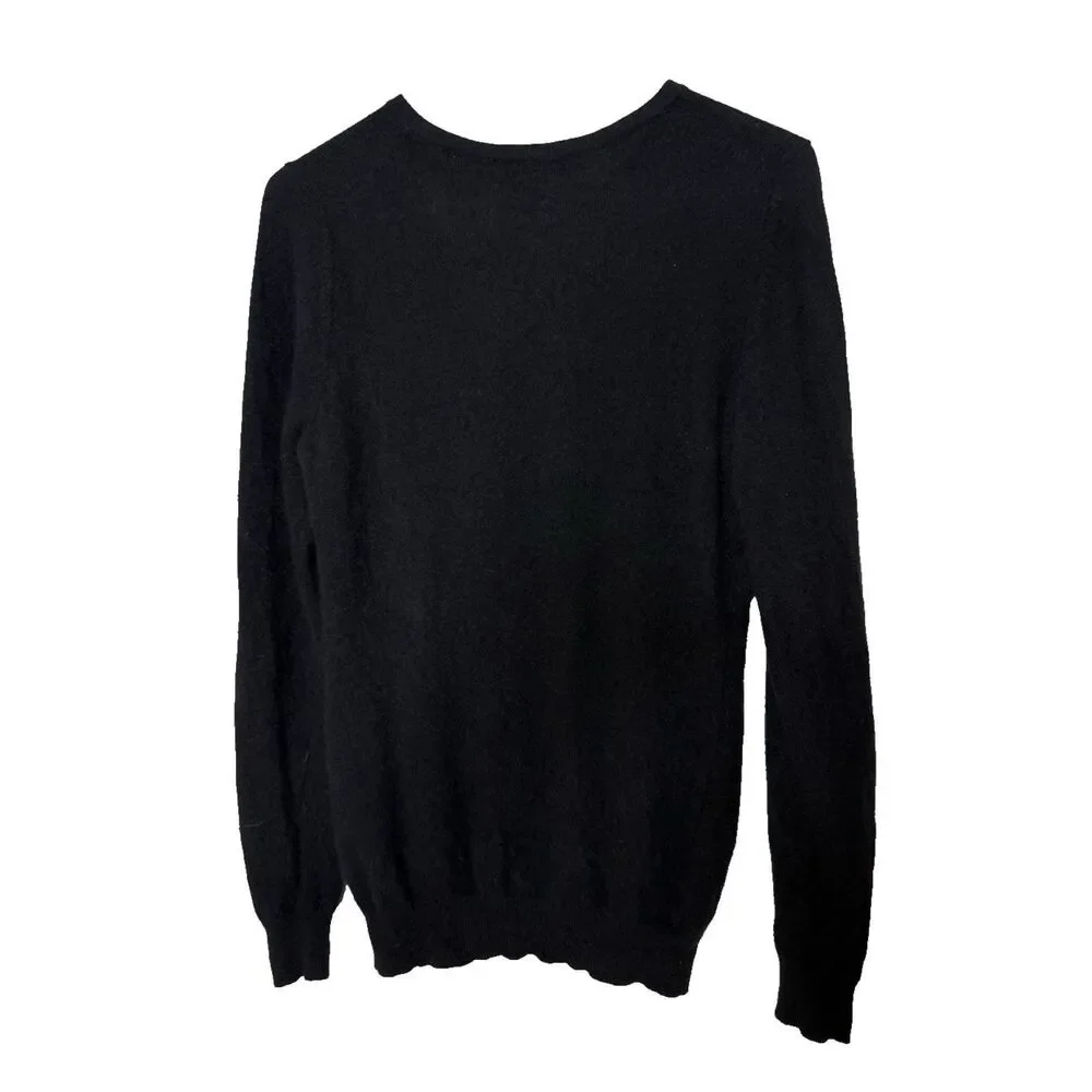 Charter Club Luxury Cashmere Black Crew Neck Sweater Women's Size Medium Classic